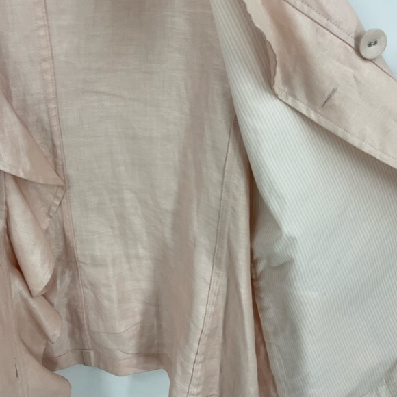 Chicos 100% linen ruffle front button down jacket with pockets 3/L - Picture 10 of 14